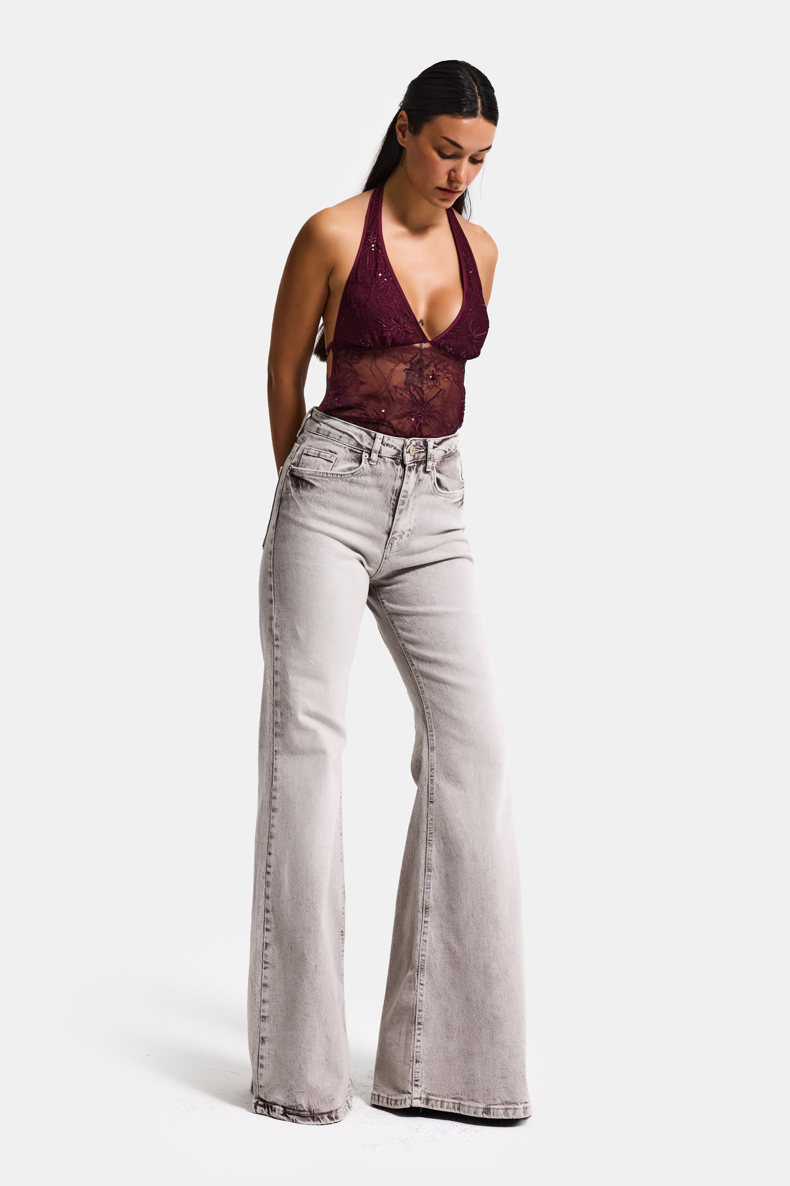 Kadın Taş Kot Rengi 4s6-158 Flare Fit Komfort Kumaş İç Boy 83cm Denim Jean