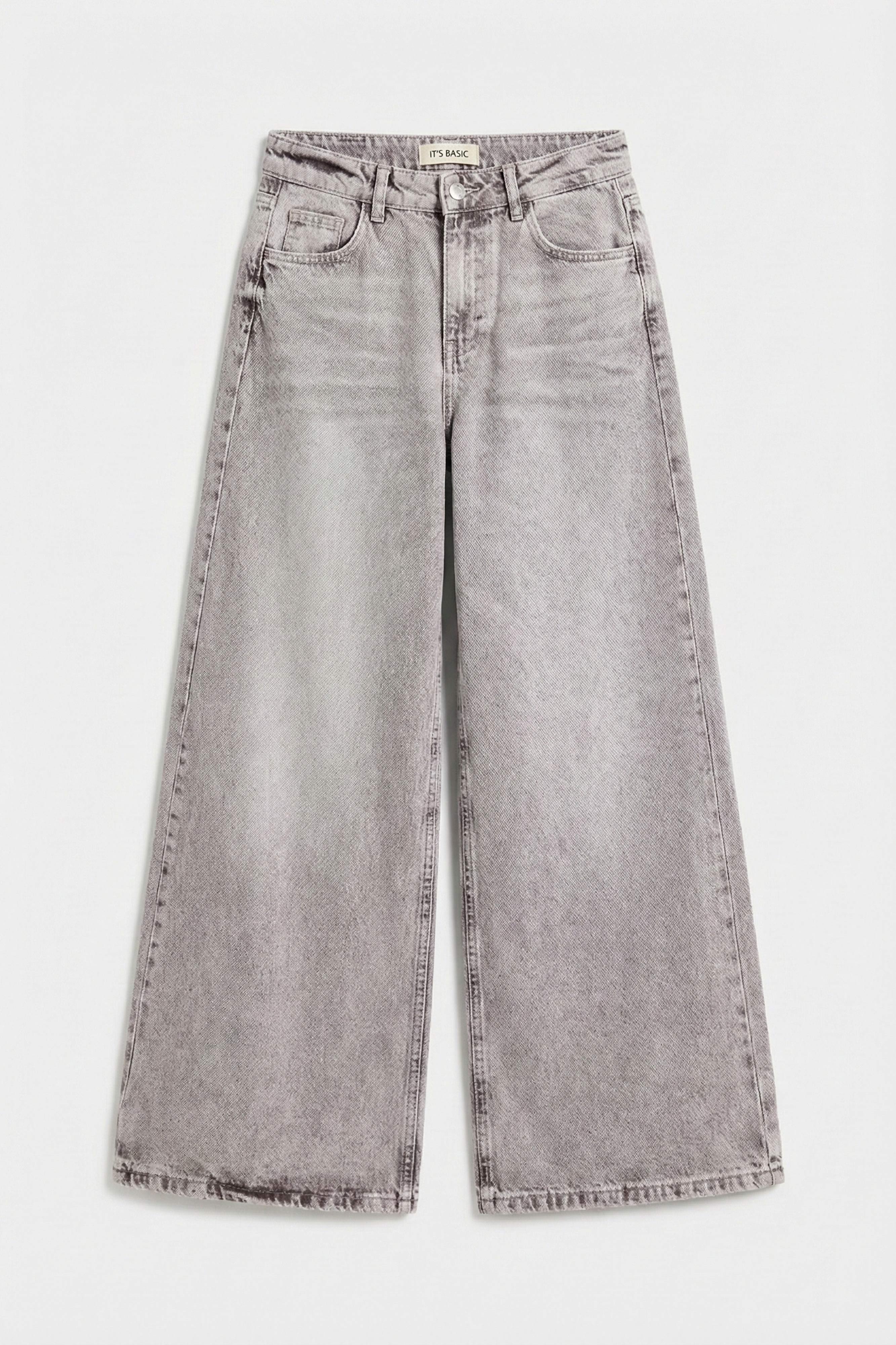 Kadın Taş Rengi 4s6-158 Elephant Leg Fit Süper Bol Kesim Denim Jean