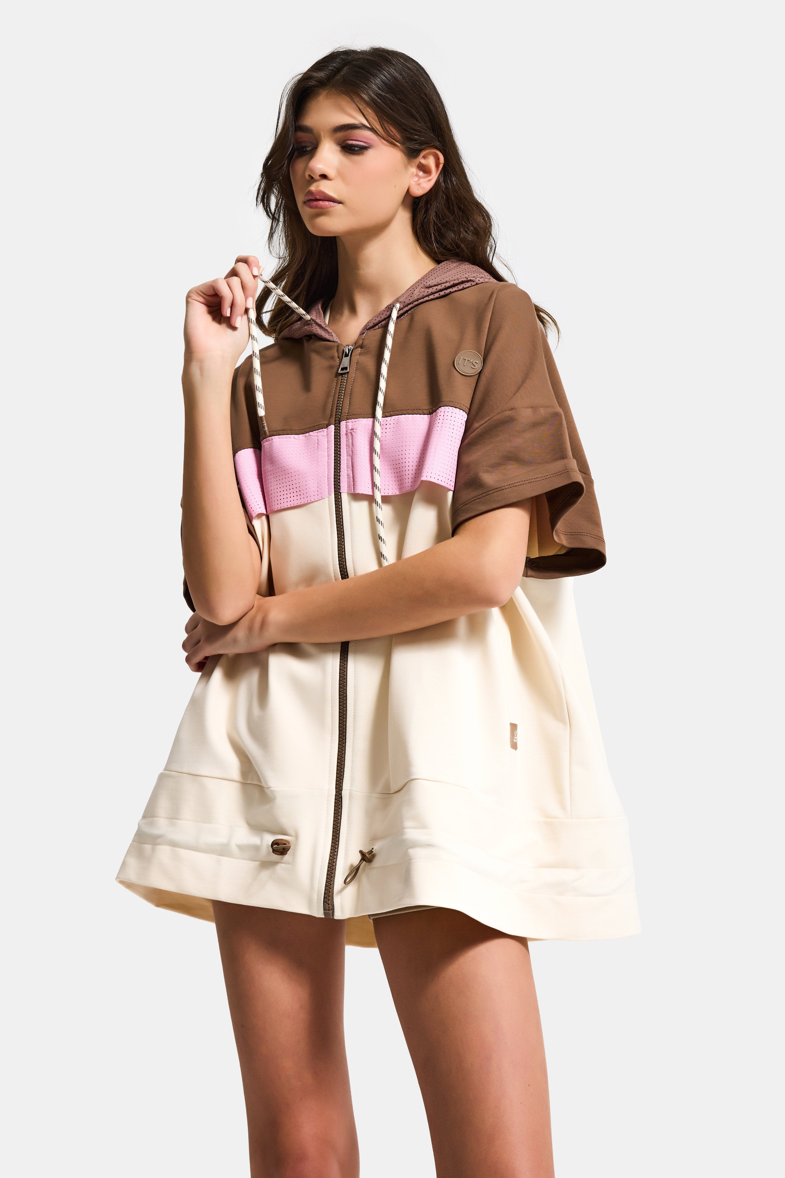 Kadın Taş Renk s6-16 Sweatshirt Büstiyer Sporcu Taytı 3'lü Tasarım Takım