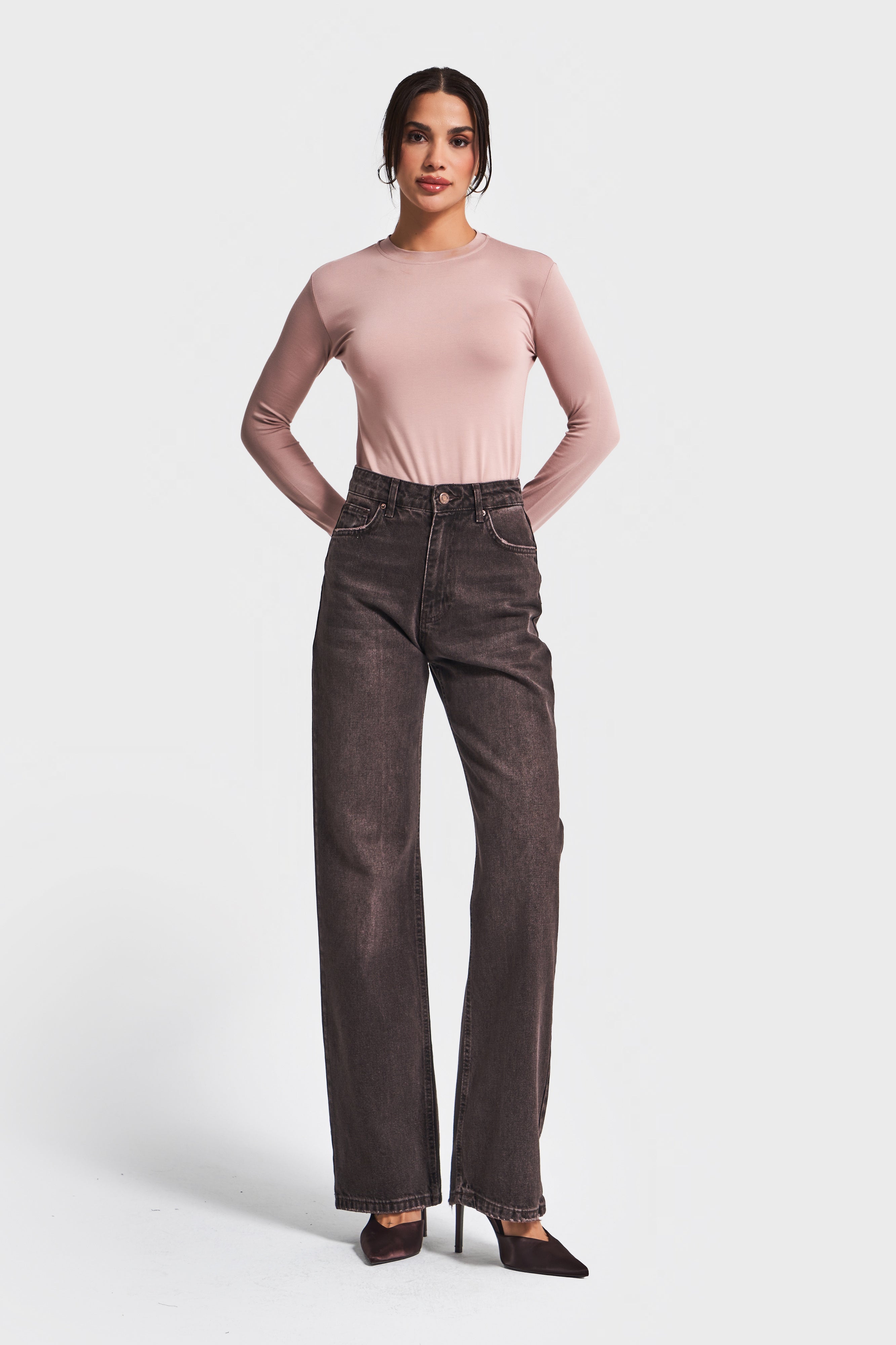 Kadın Taşlanmış Koyu Kot Rengi Doris 2w5-138 Straight Fit Yüksek Bel %100 Koton Denim Jean