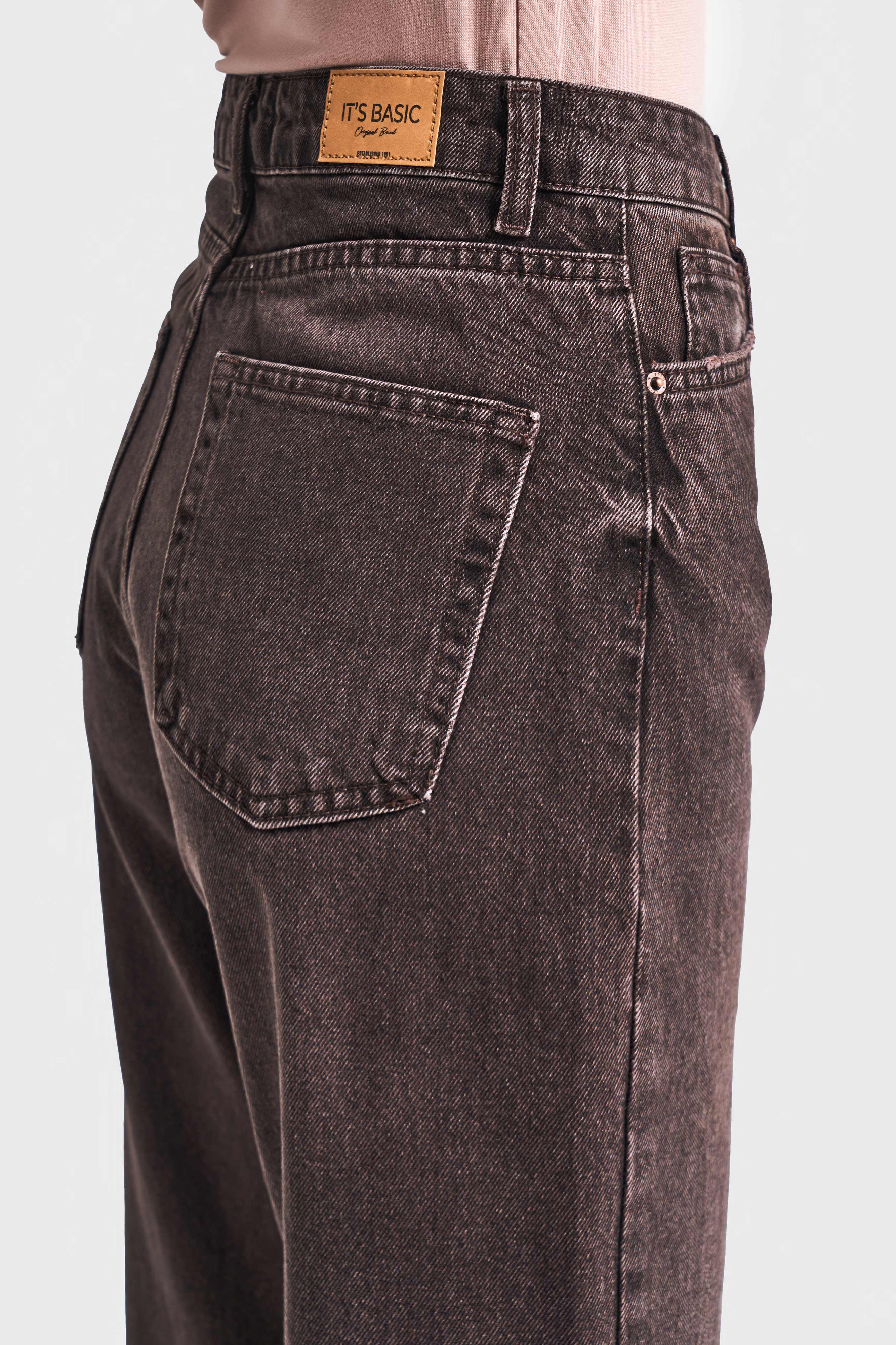 Kadın Taşlanmış Koyu Kot Rengi Doris 2w5-138 Straight Fit Yüksek Bel %100 Koton Denim Jean