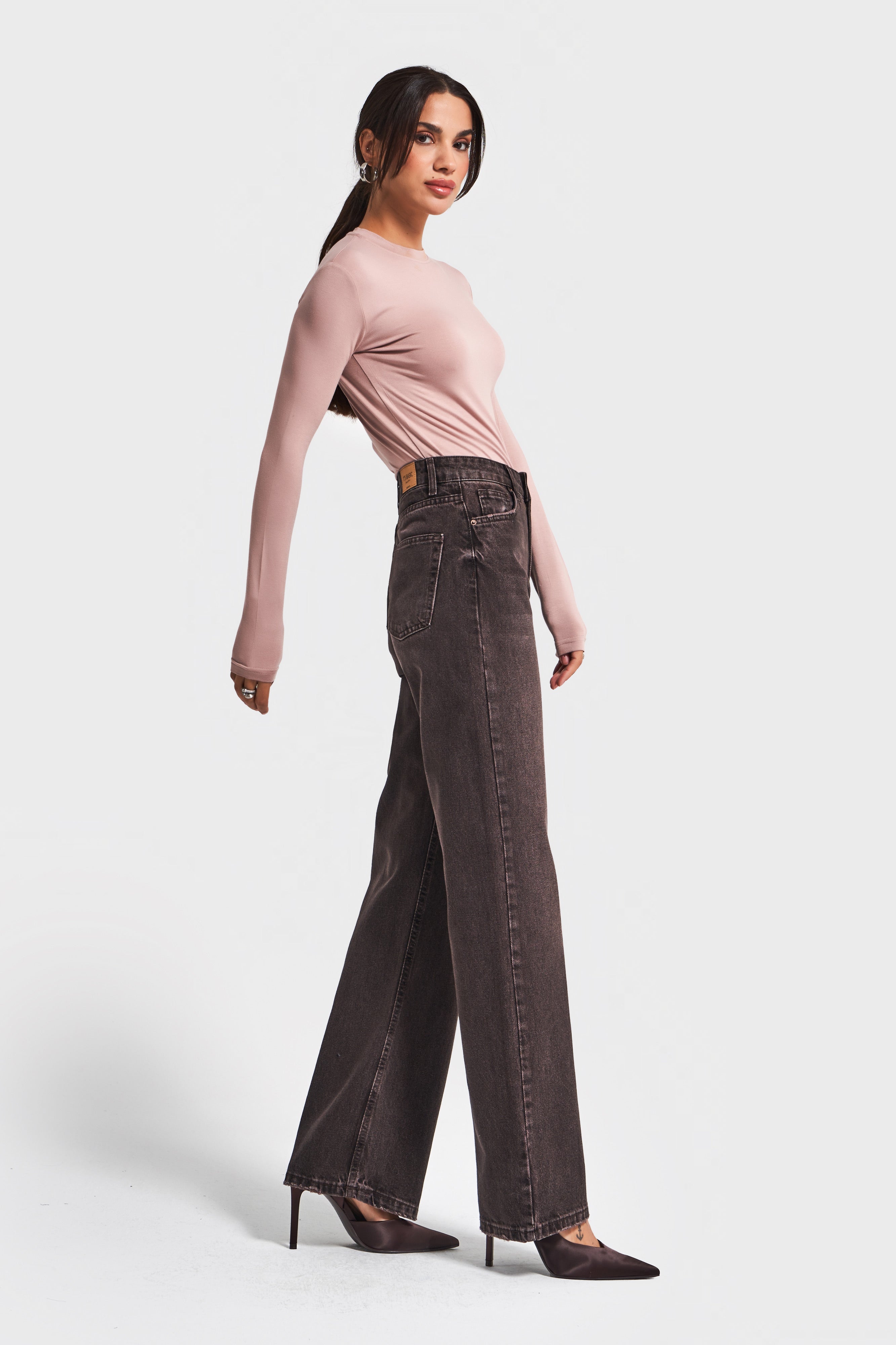 Women's Washed Dark Denim Blue Doris 2w5-138 Straight Fit High Waist 100% Cotton Denim Jeans