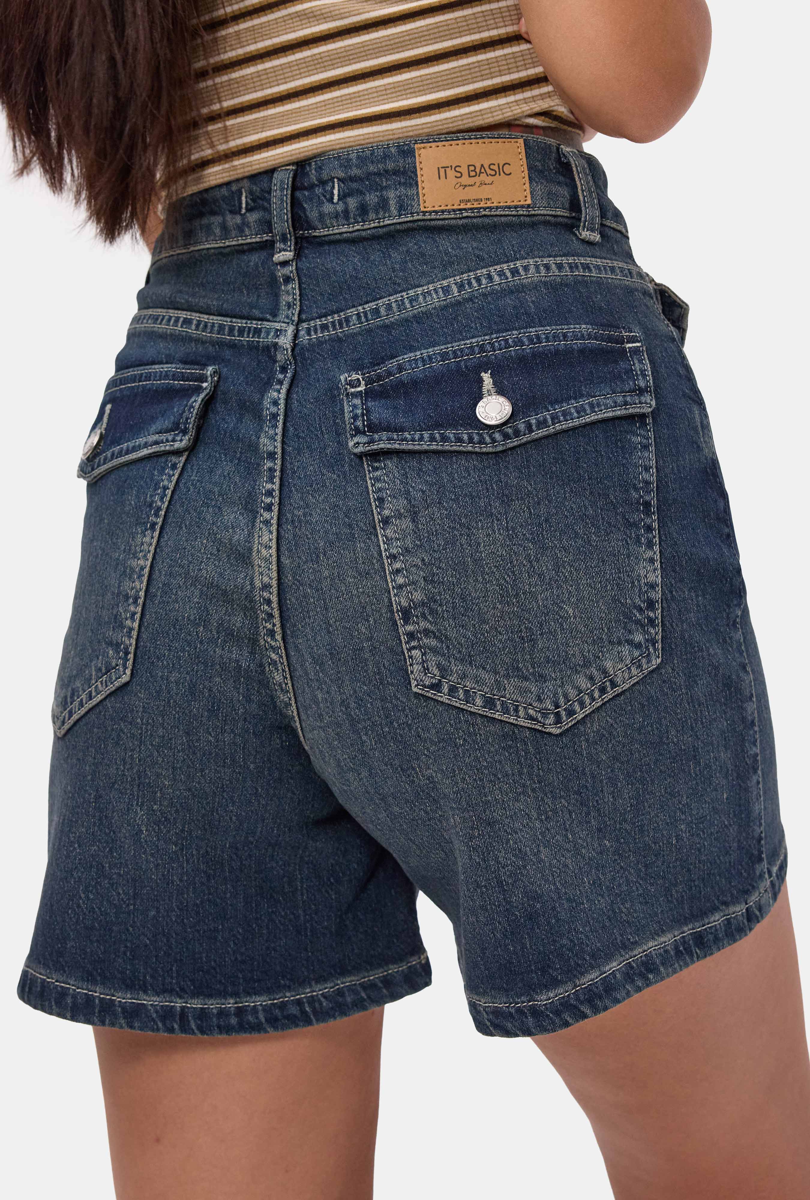 Kadın Tint 2s6-8 Relax Fit Midi Boy Esnek Kumaş Denim Şort