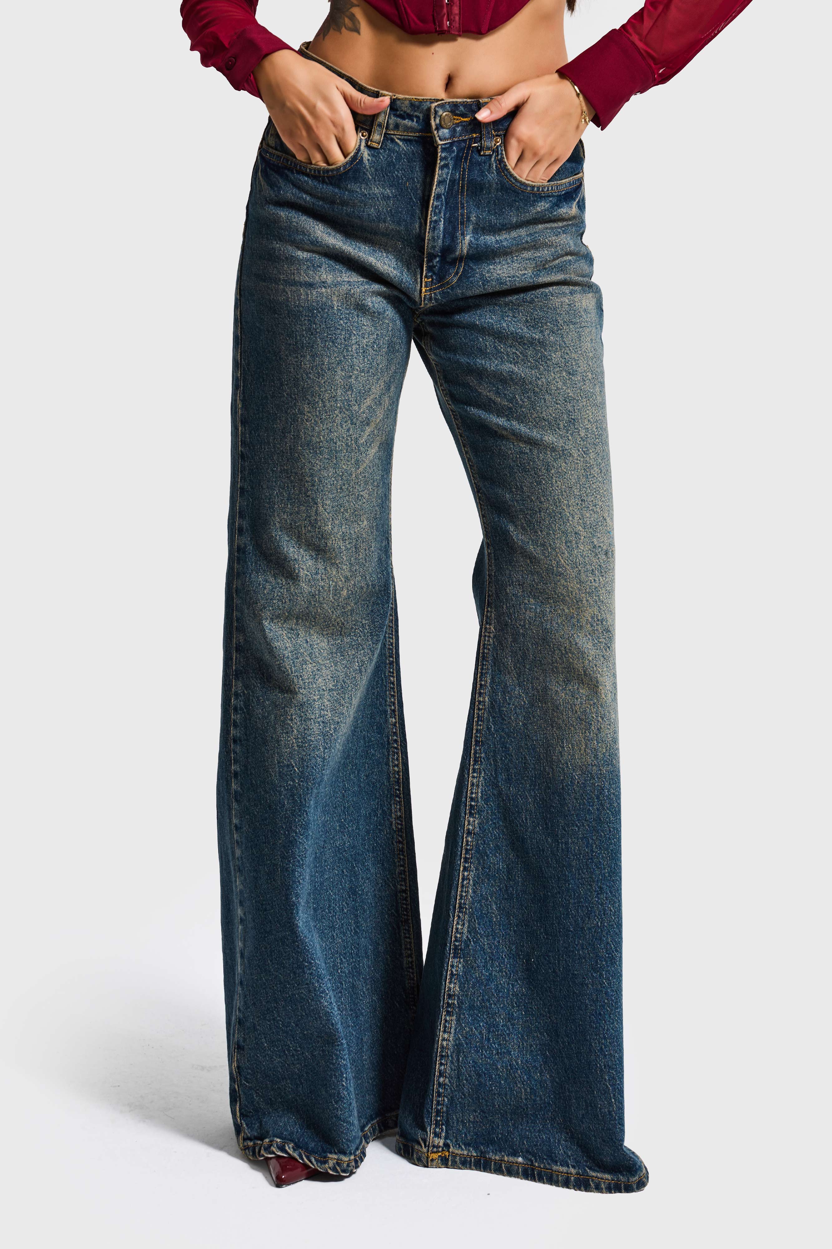 Kadın Tint Kot Rengi 2w5-8 Flare Fit Komfort Kumaş İç Boy 83cm Denim Jean