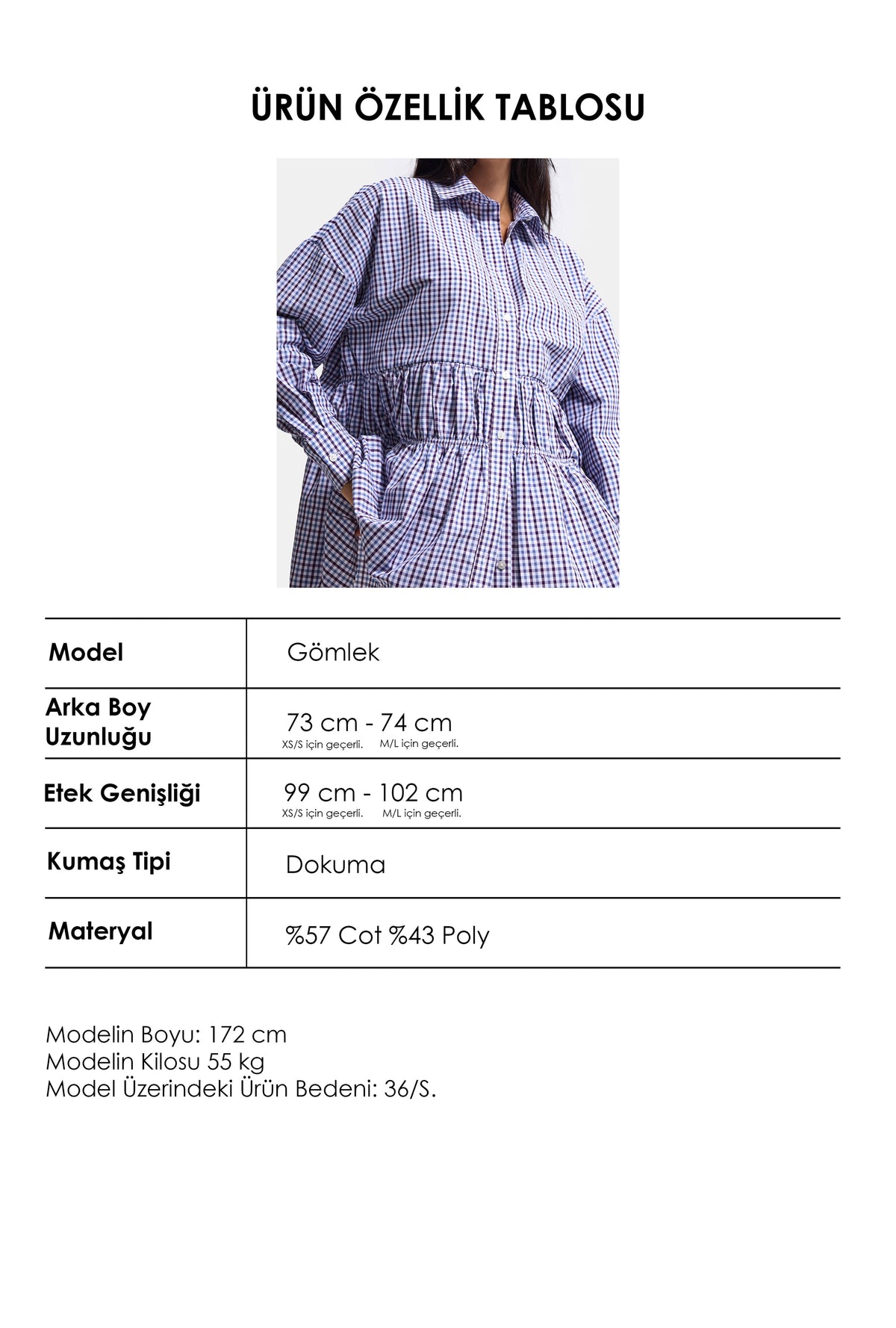 Kadın w6-111 Oversize Bordo Laci Ekose Tasarım Gömlek