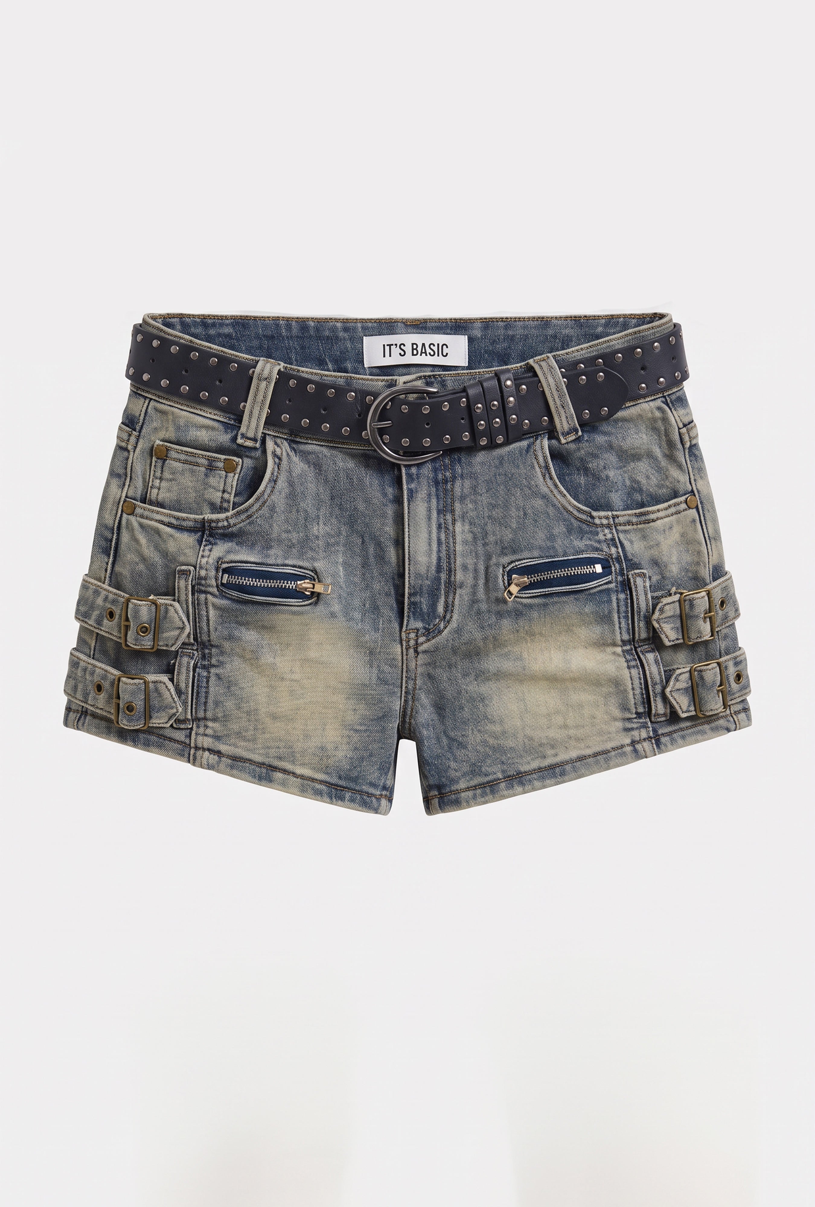 Kadın Kot Renk Süper Mini Özel Tasarım Denim Şort