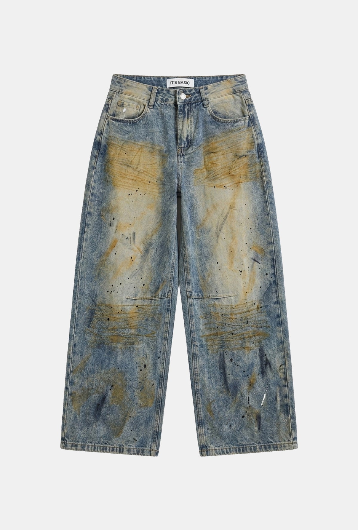 Kadın Kot Rengi Palazzo Fit T14T Özel Yıkama Tasarım Denim Jean