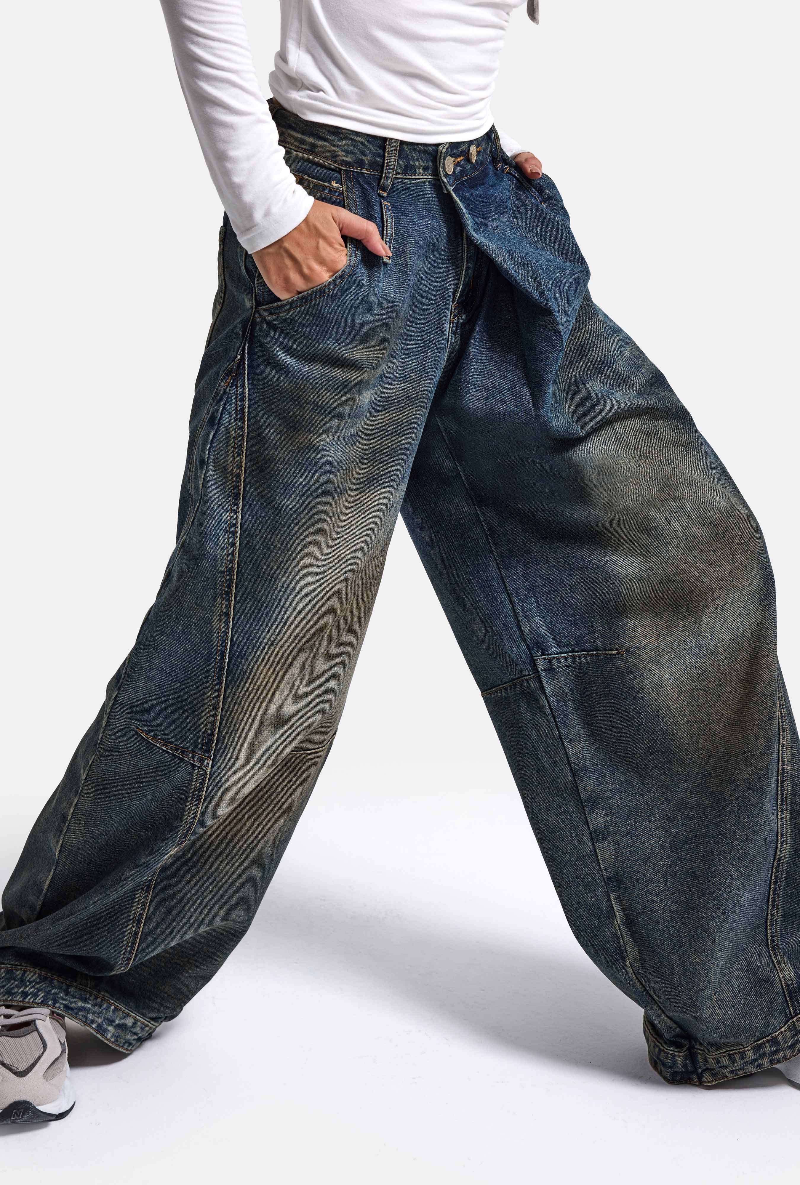 Kadın T.Kot Rengi Palazzo Baggy Fit T17T Özel Tasarım Denim Jean