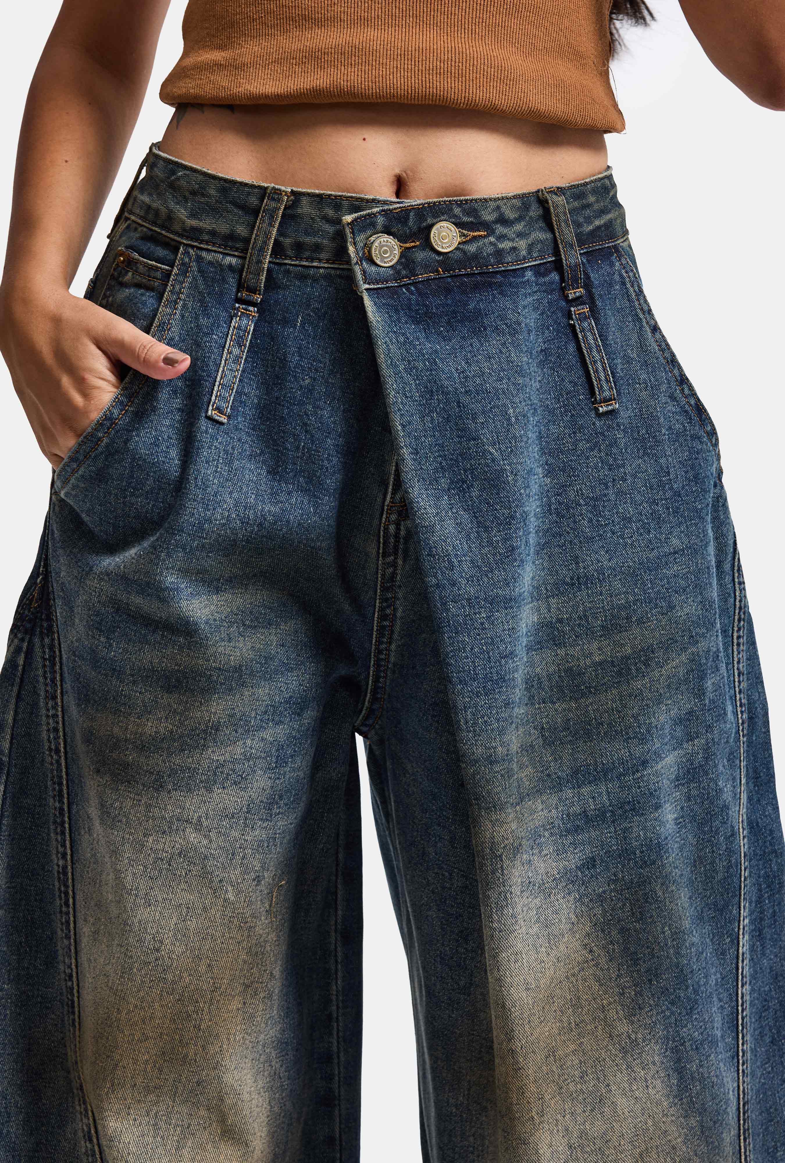 Kadın T.Kot Rengi Palazzo Baggy Fit T17T Özel Tasarım Denim Jean