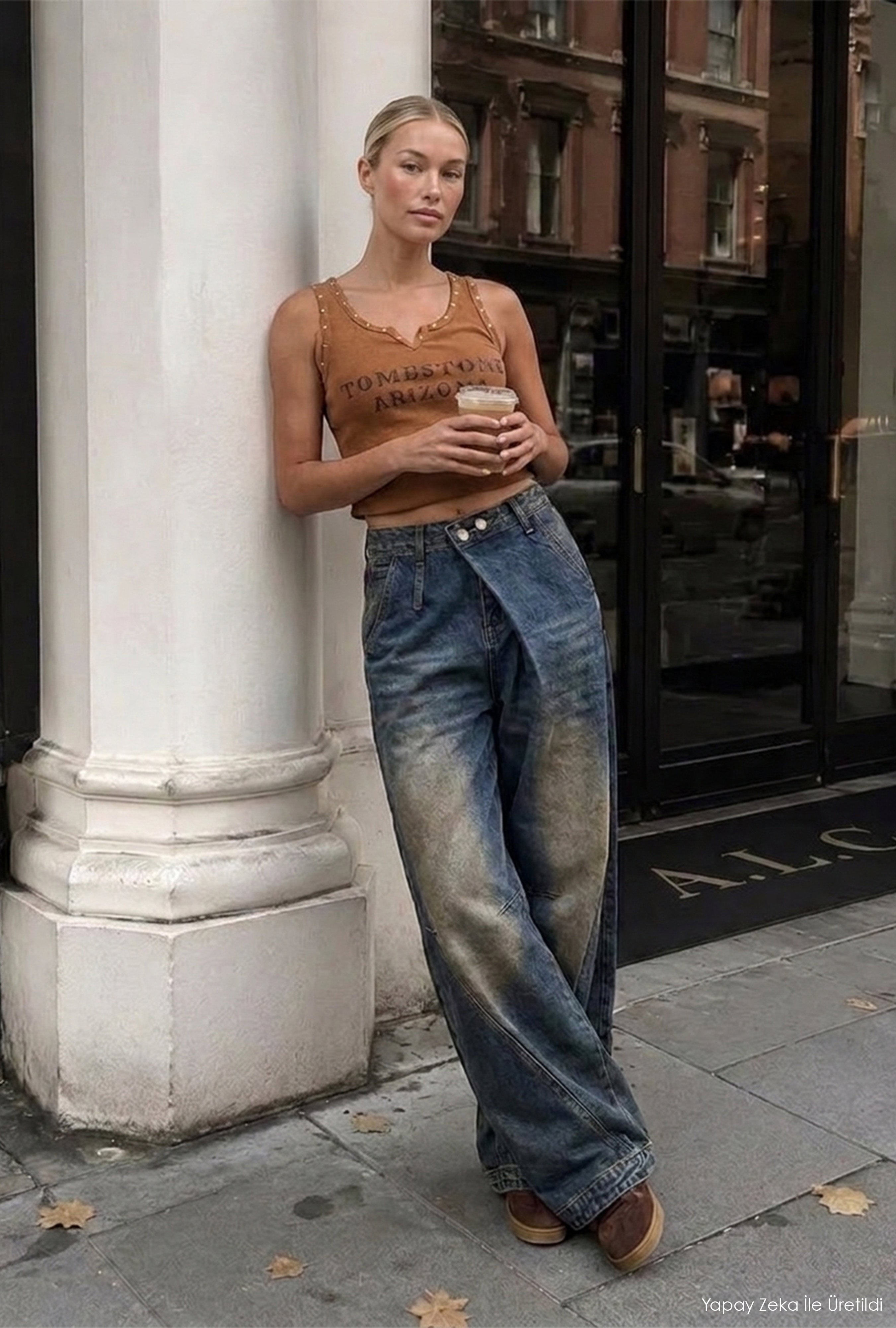 Kadın T.Kot Rengi Palazzo Baggy Fit T17T Özel Tasarım Denim Jean