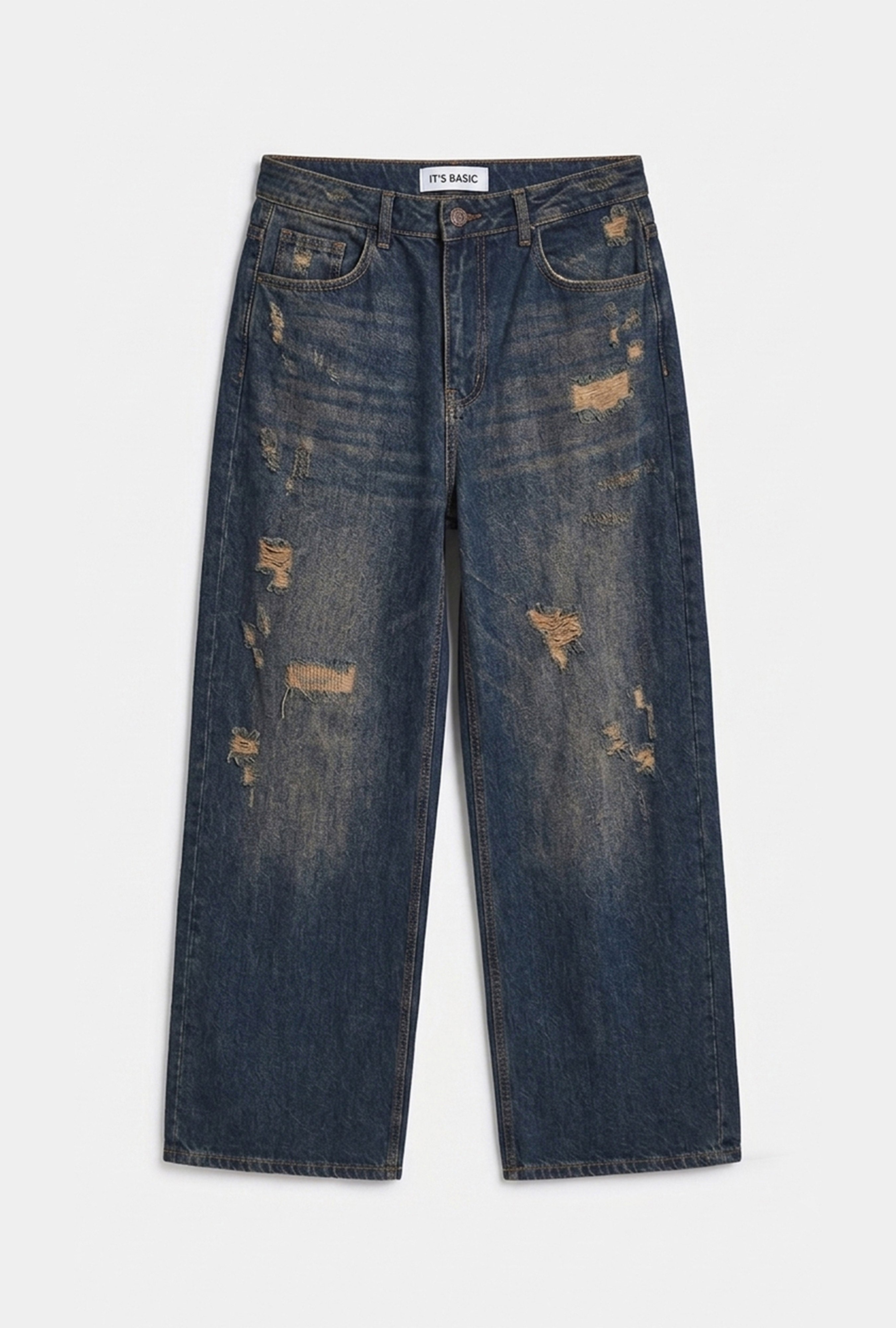 Women's T.Kot Blue 10w6-8 Palazzo Fit Super Wide Leg Denim Jeans