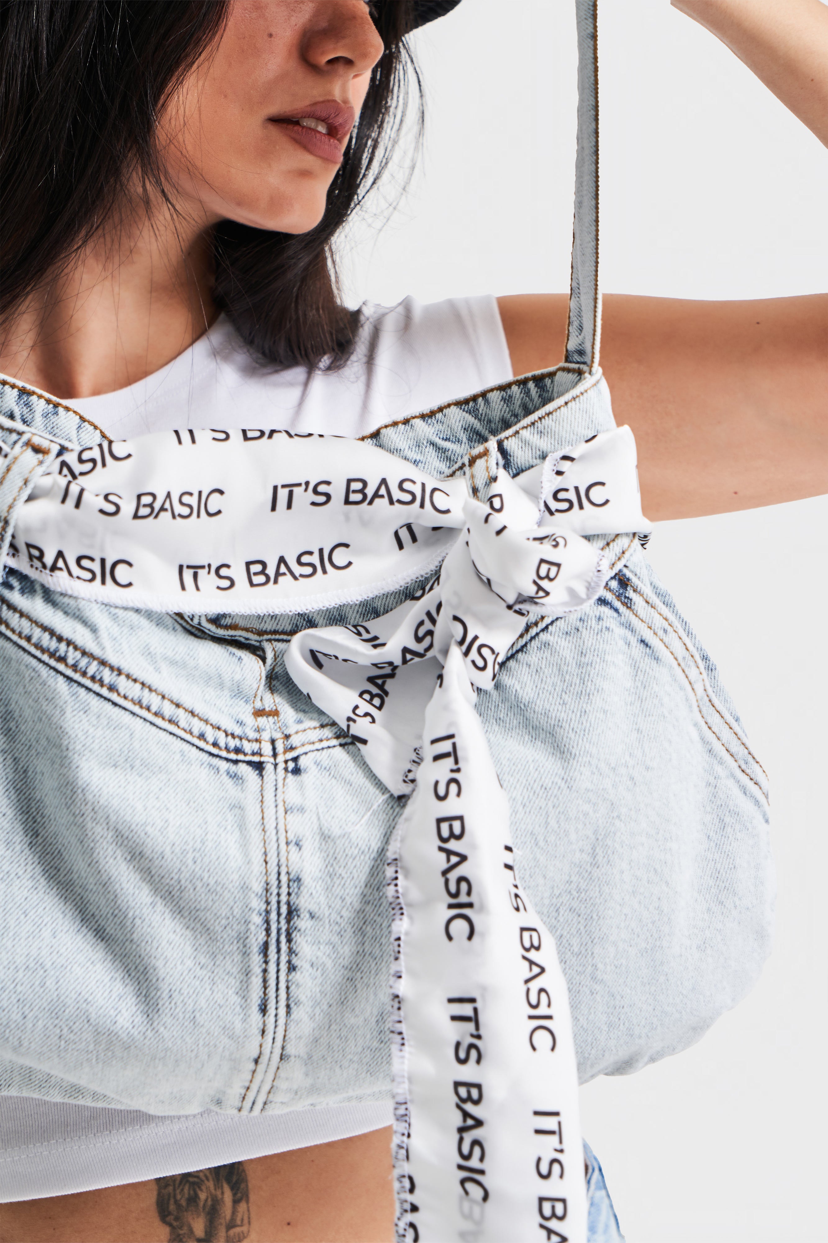 Сумка-то через плечо из денима Snow Color 3w4-27 с карманами и шарфом