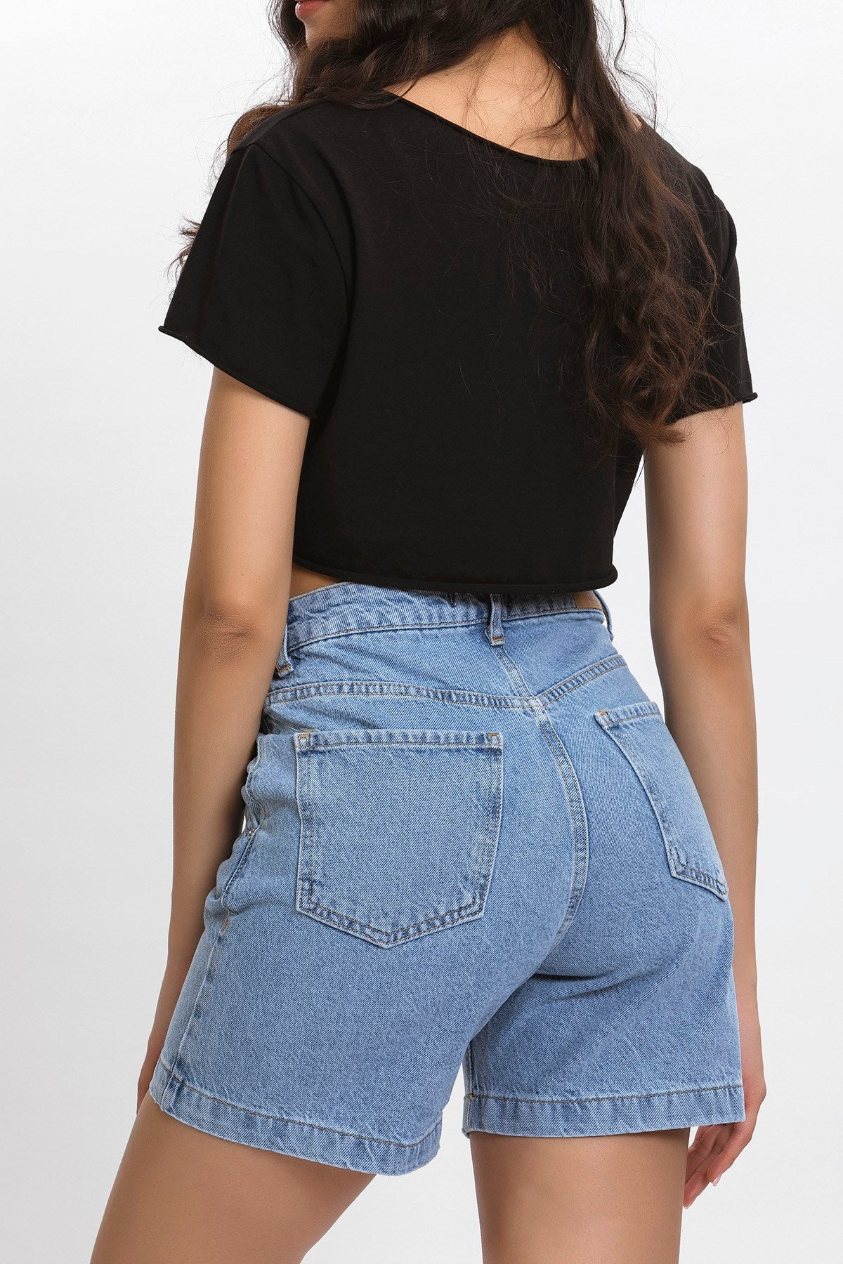 High Waist Jean Stone Color Women's Denim Shorts
