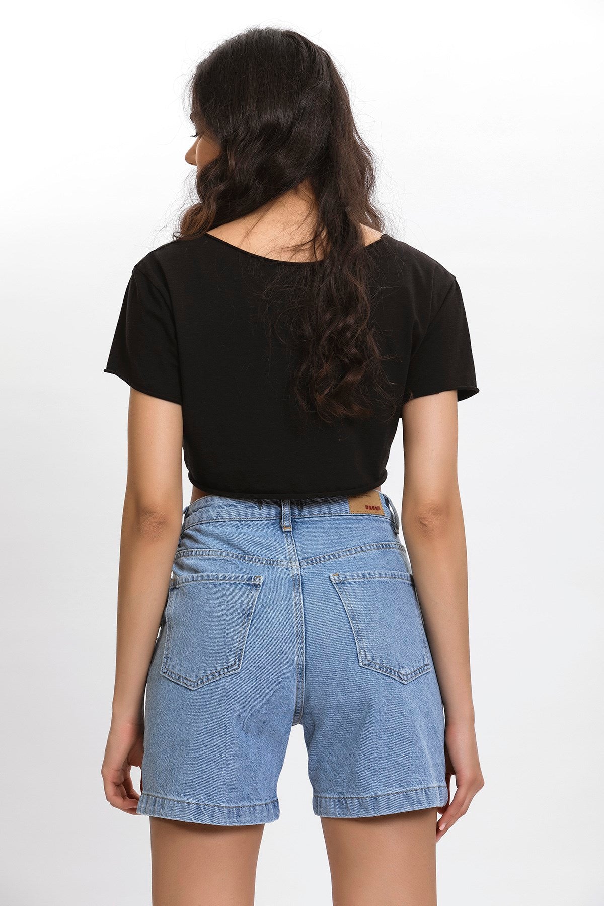 High Waist Jean Stone Color Women's Denim Shorts