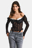Women's Black Underwired Shoulder Detail Lace White Padded Custom Designed Bustier