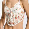 Women's Ecru Floral w5 Underwired Strappy Lace Floral Pattern Special Design Bustier