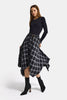 Women's Black Plaid w5 Asymmetrical Cut Belted Special Design 100% Cotton Skirt