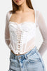 Women's White w5 Underwired Eyelet Detailed Tulle Lace Special Design Bralette