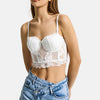 Women's White W5 Underwired Guipure Lace Detailed Strappy Custom Designed Bustier
