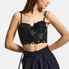 Women's Black W5 Underwired Guipure Lace Detail Strappy Special Design Bustier