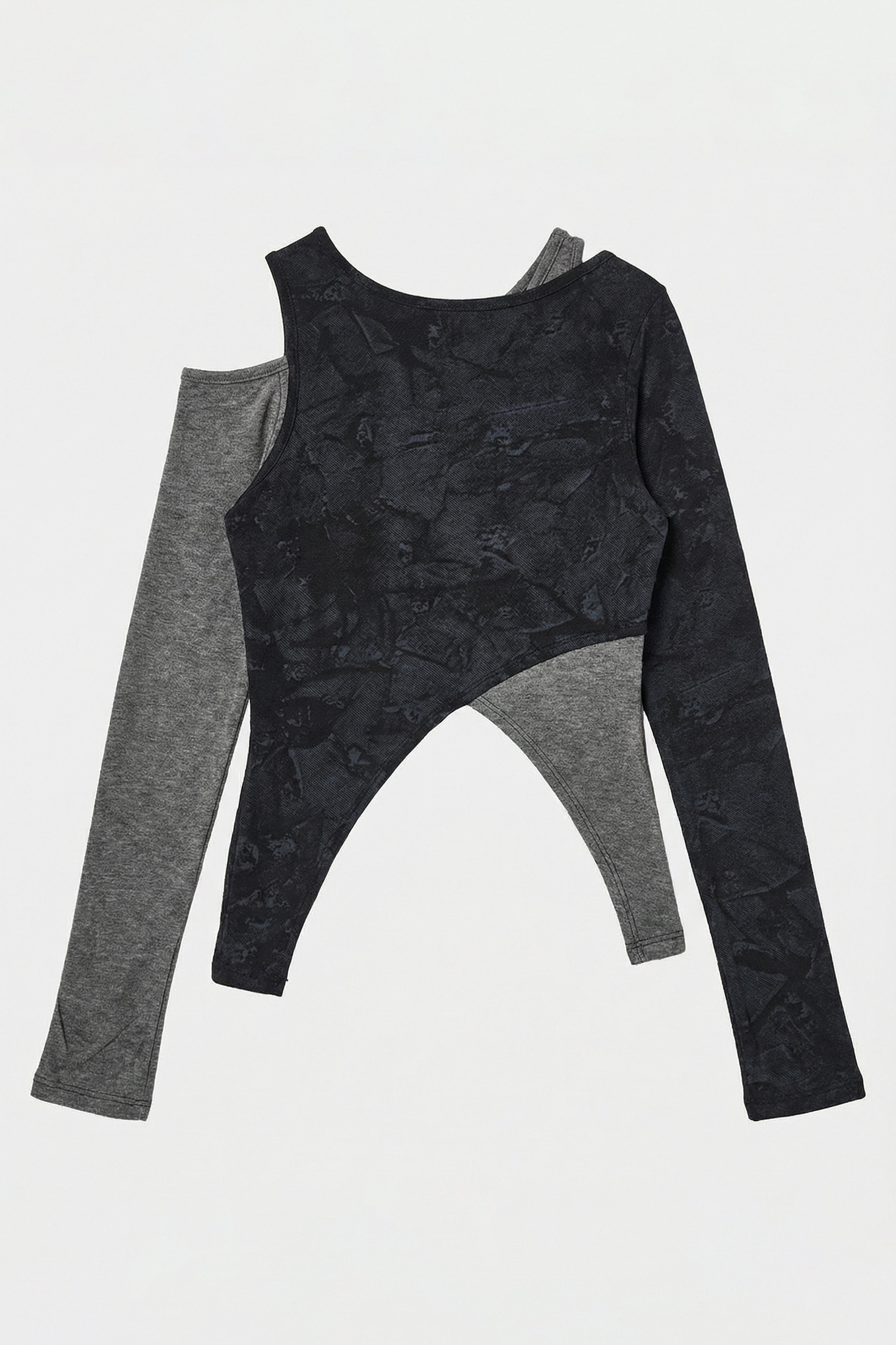 Kadın Siyah w5 Çift Parça Asimetrik Kesim Özel Tasarım Body