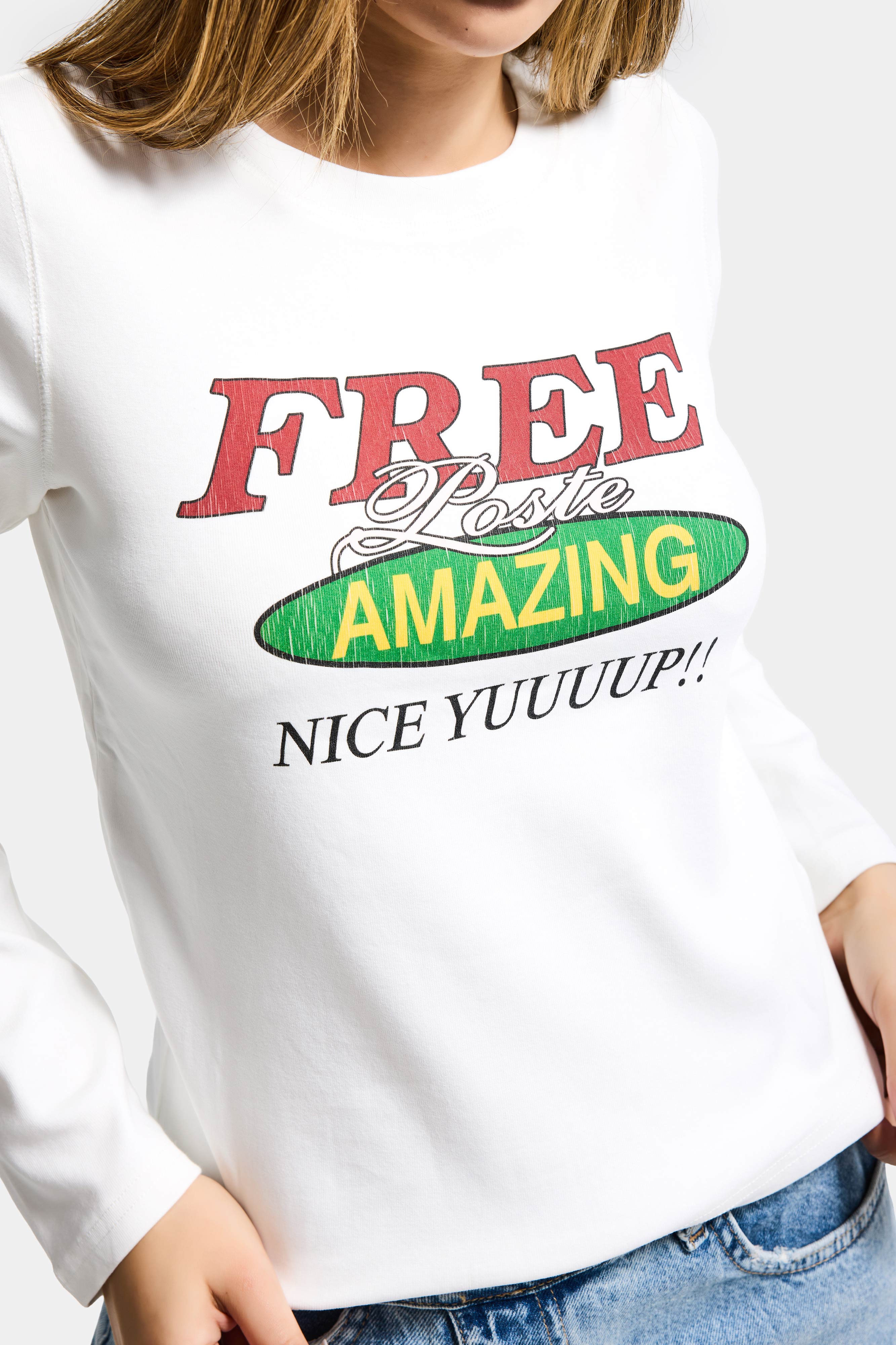 Kadın Beyaz w5 Free Amazing Baskılı Tasarım Sweatshirt