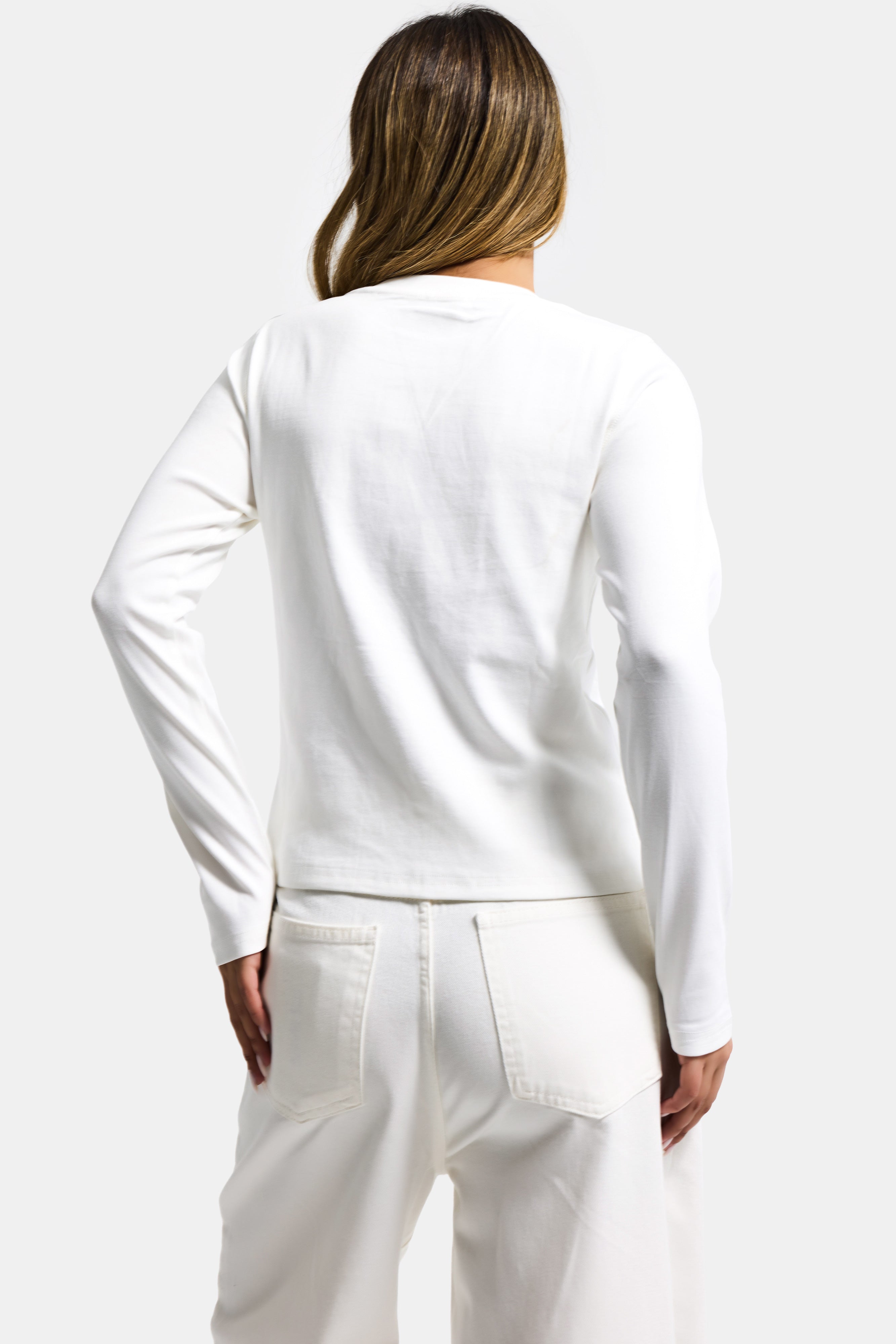 Kadın Kırık Beyaz w5 Baskı Desenli Sweatshirt