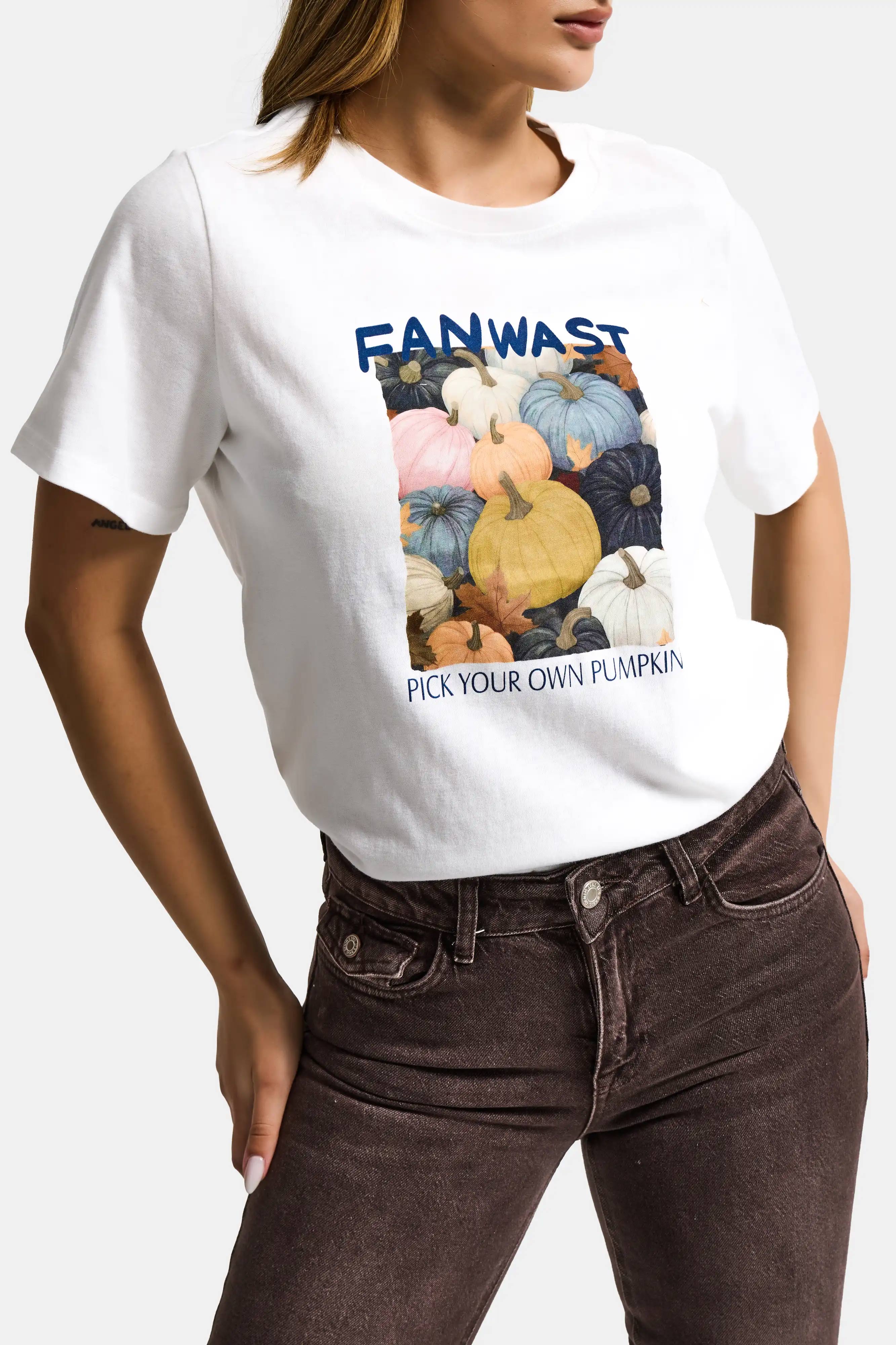 Kadın Beyaz w5 Özel Baskılı Tasarım Oversize T-Shirt