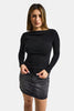 Women's Black 100% Cotton Asymmetrical Cut Flexible Blouse Bodysuit