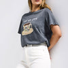 Women's Grey w5 Oversized Custom Printed Design T-Shirt