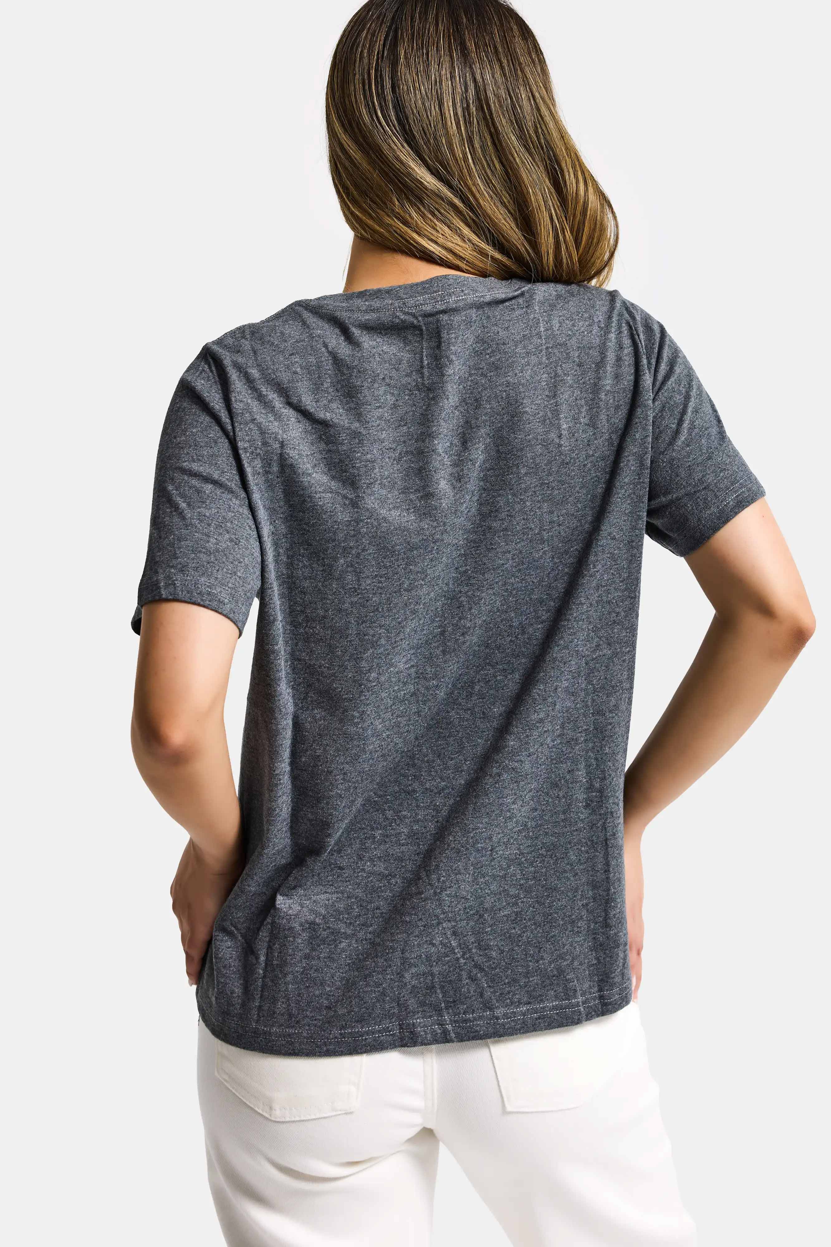 Kadın Gri w5 Oversize Özel Baskılı Tasarım T-Shirt