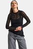 Women's Black w5 Asymmetrical Cut Special Knit Lace Design Transparent Summer Knitwear