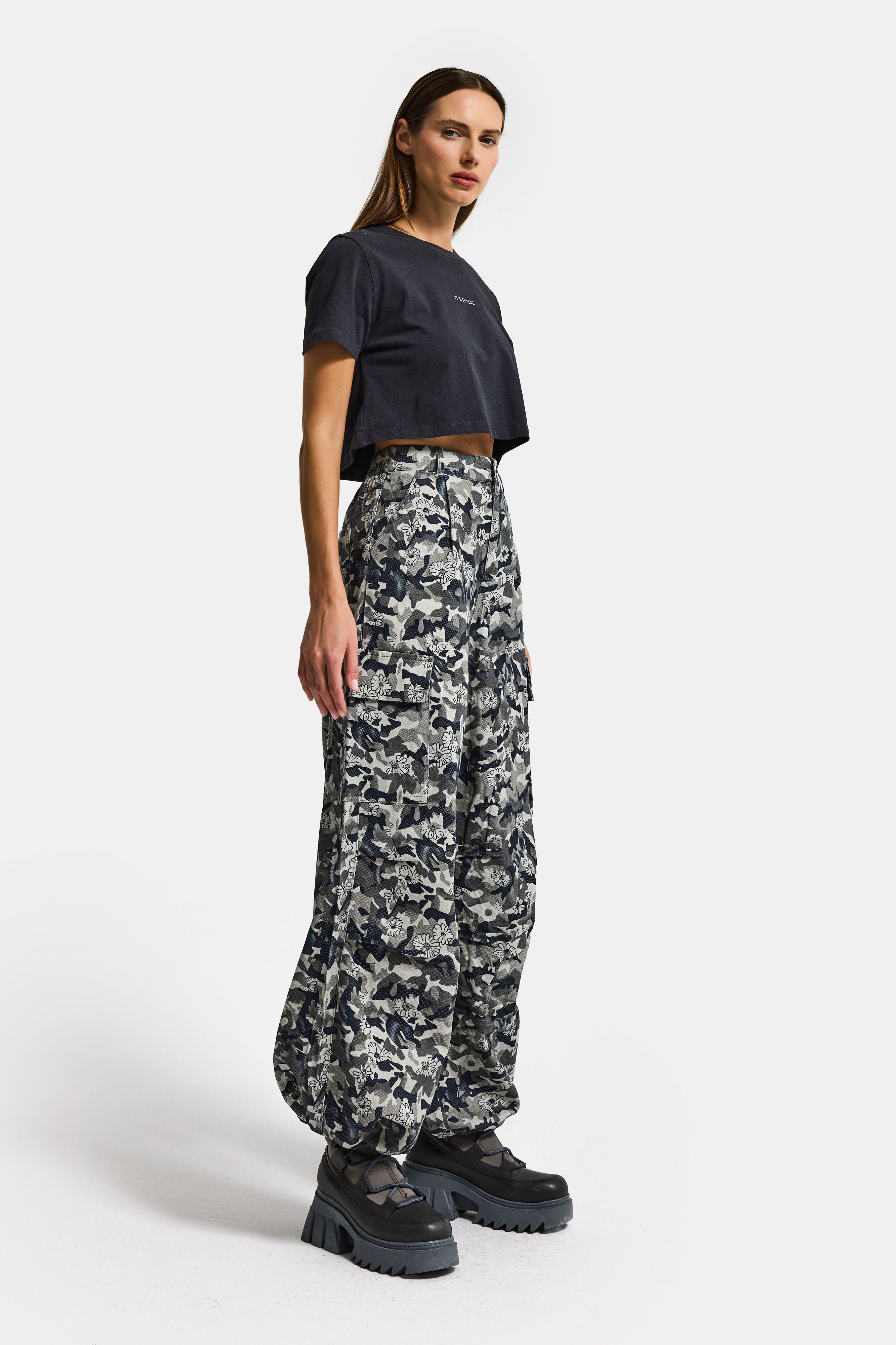 Kadın Kamuflaj w5 Kargo Cep Özel Kumaş Tasarım Pantolon