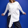 Women's White w5 Oversize Two-Piece Design Shirt Sweatshirt