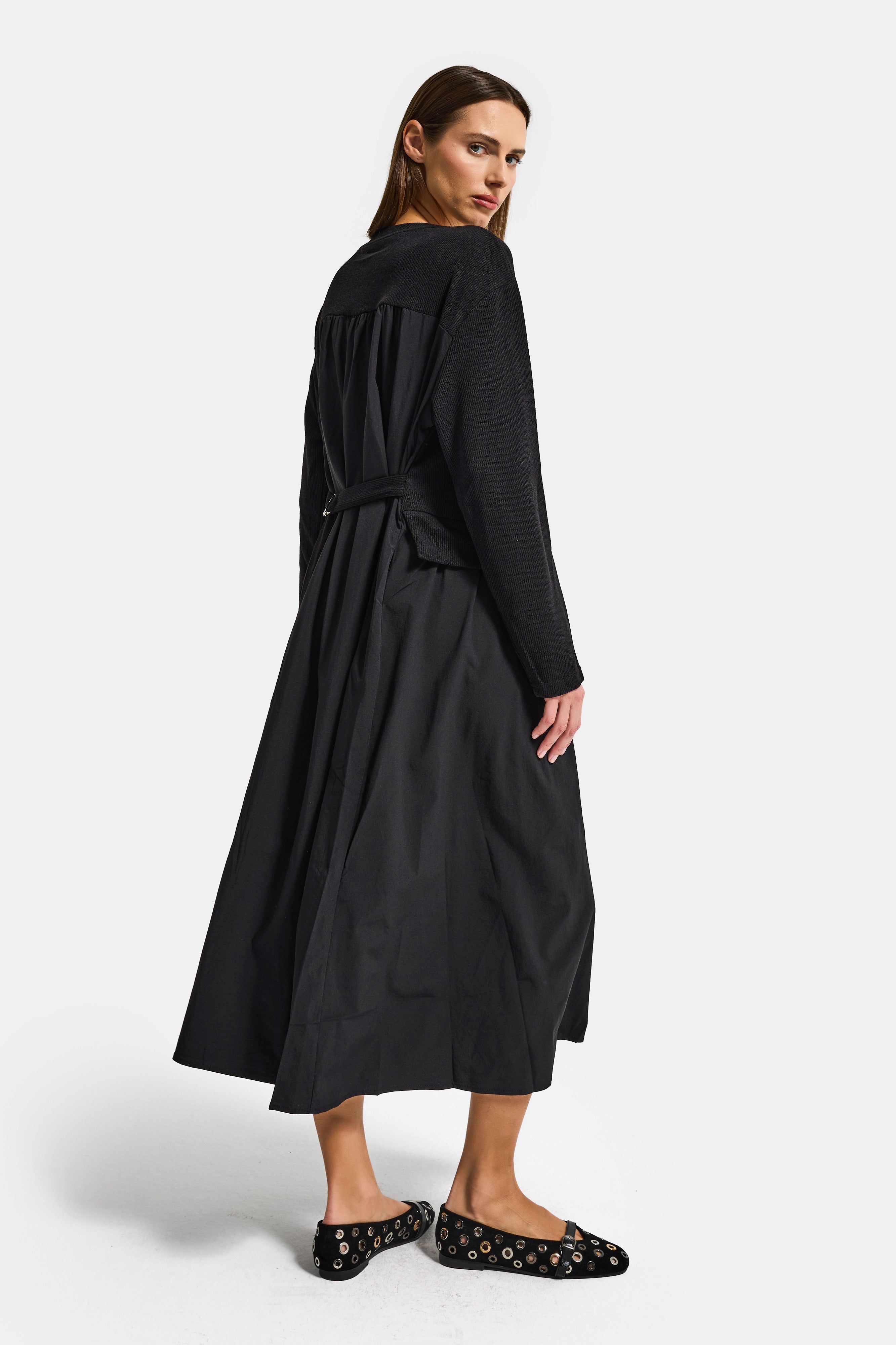 Kadın Siyah w5 Triko Kazak Etek Tek Parça Tasarım Elbise