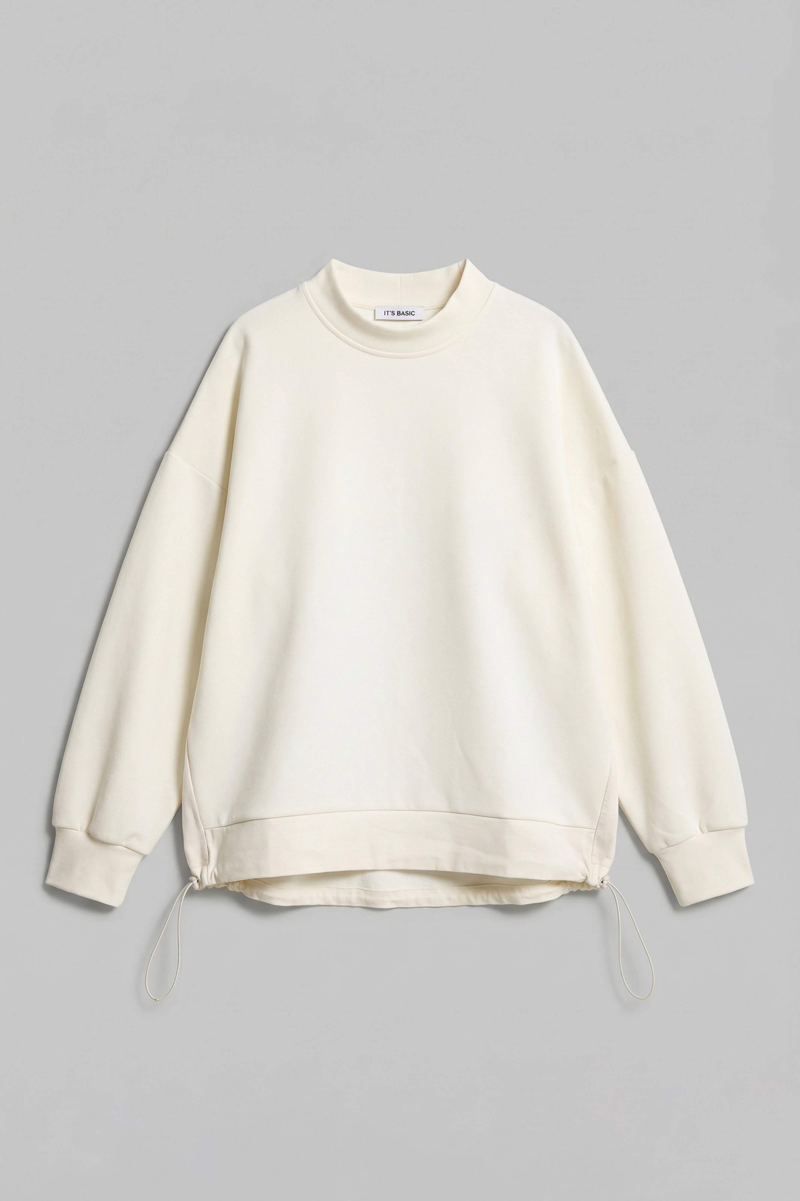 Kadın Ekru w5 Oversize Pamuk Tasarım Sweatshirt