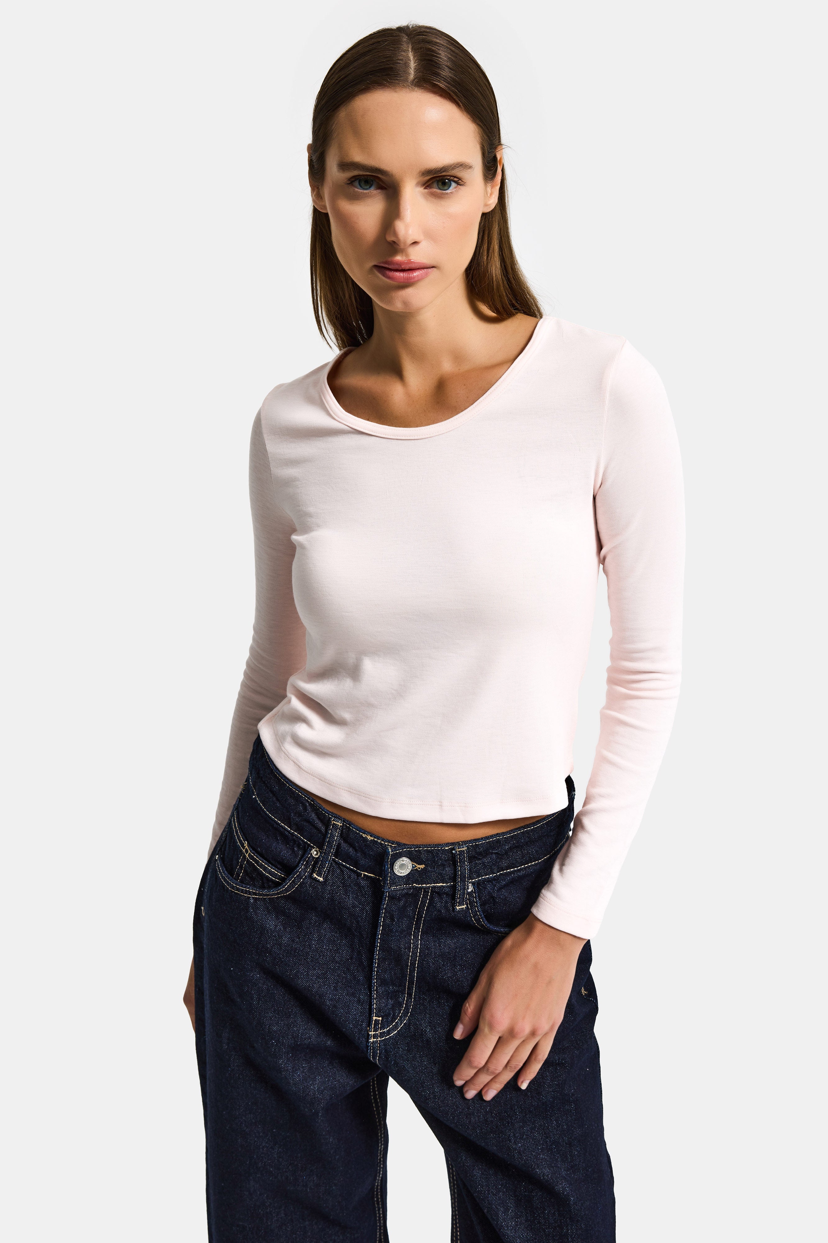 Kadın Toz Pembe w5 %100 Organik Pamuk Esnek Rahat Kesim Bluz