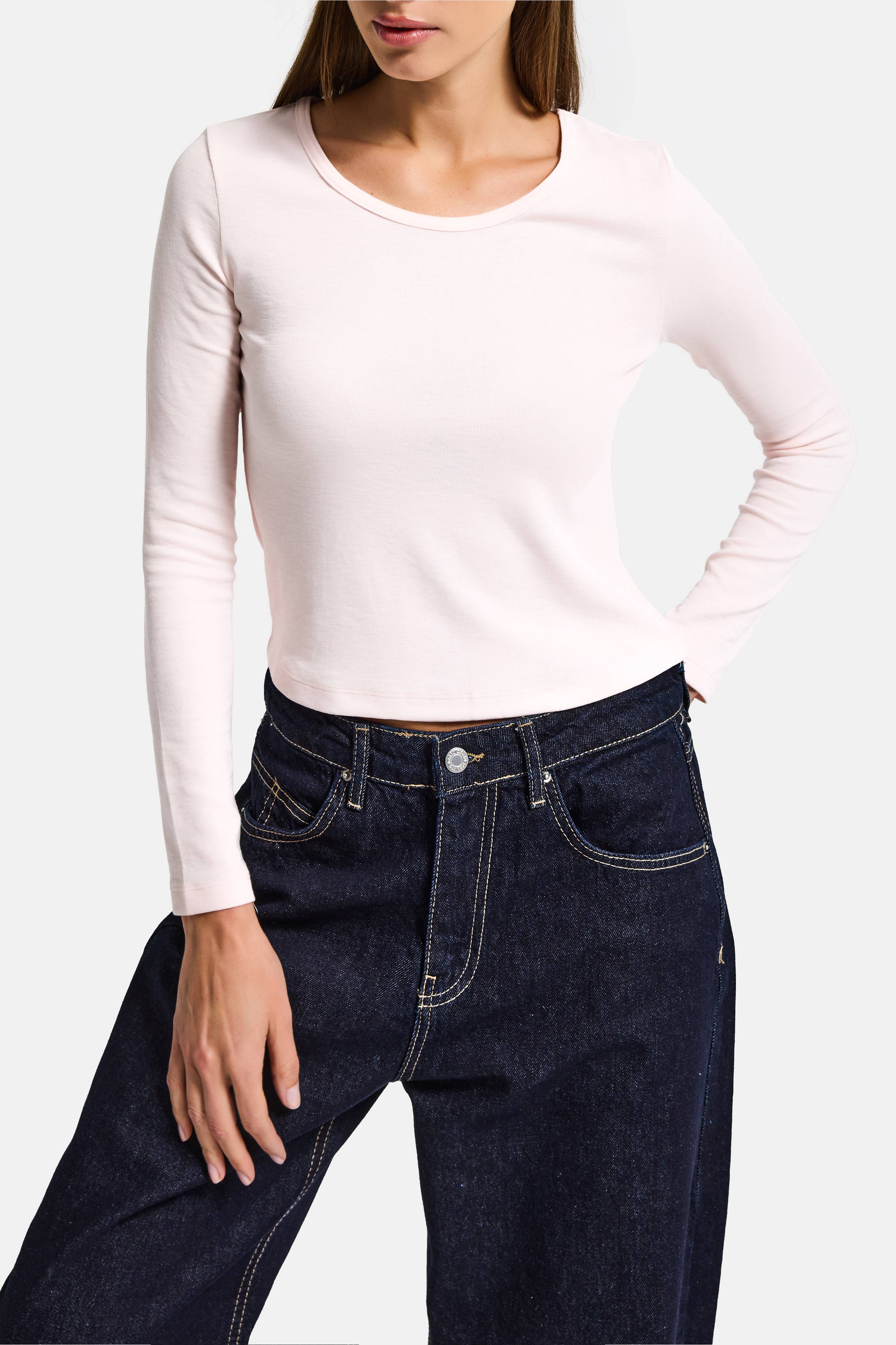 Kadın Toz Pembe w5 %100 Organik Pamuk Esnek Rahat Kesim Bluz