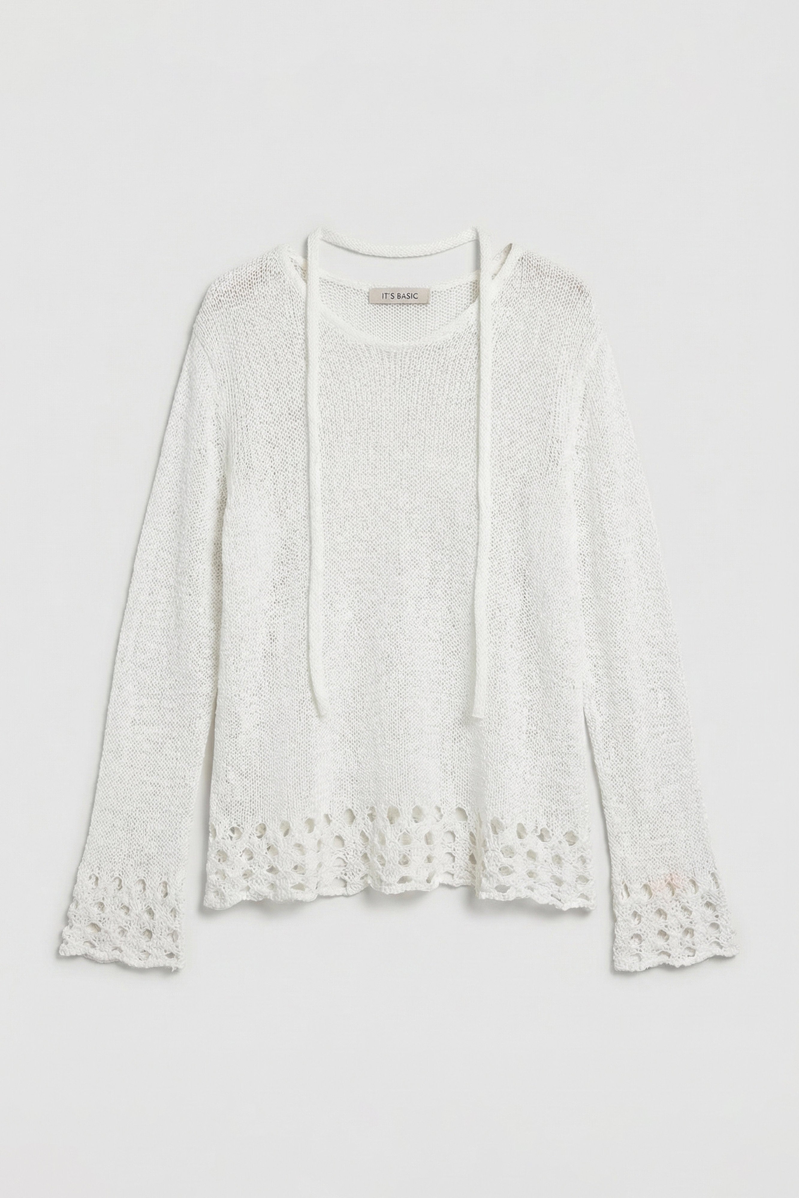 Kadın Beyaz w5 Oversize Özel Kumaş Tasarım Bol Kesim Triko