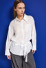 Women's White W5 Oversize Belt Detailed Special Fabric Design Shirt