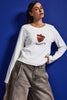 Kadın Beyaz w5 Oversize Baskılı %100 Pamuk Sweatshirt