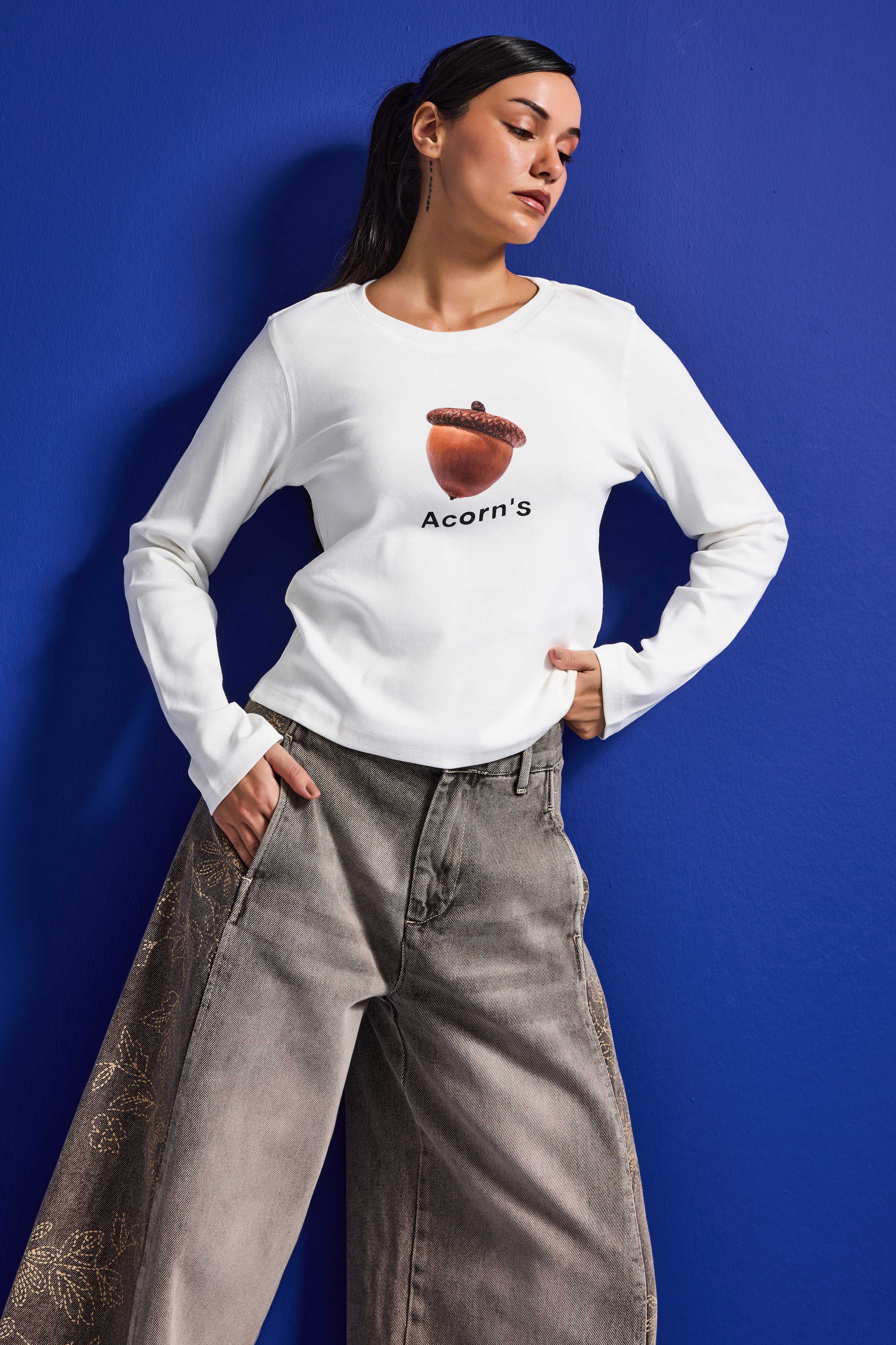 Kadın Beyaz w5 Oversize Baskılı %100 Pamuk Sweatshirt