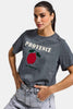 Kadın Gri w5 Oversize Baskılı %100 Pamuk T-Shirt