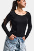 Women's Black w5 100% Organic Cotton Stretchy Relaxed Fit Blouse