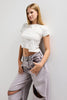 Women's White w5 Accessory Detailed Asymmetrical Cut Crop Top