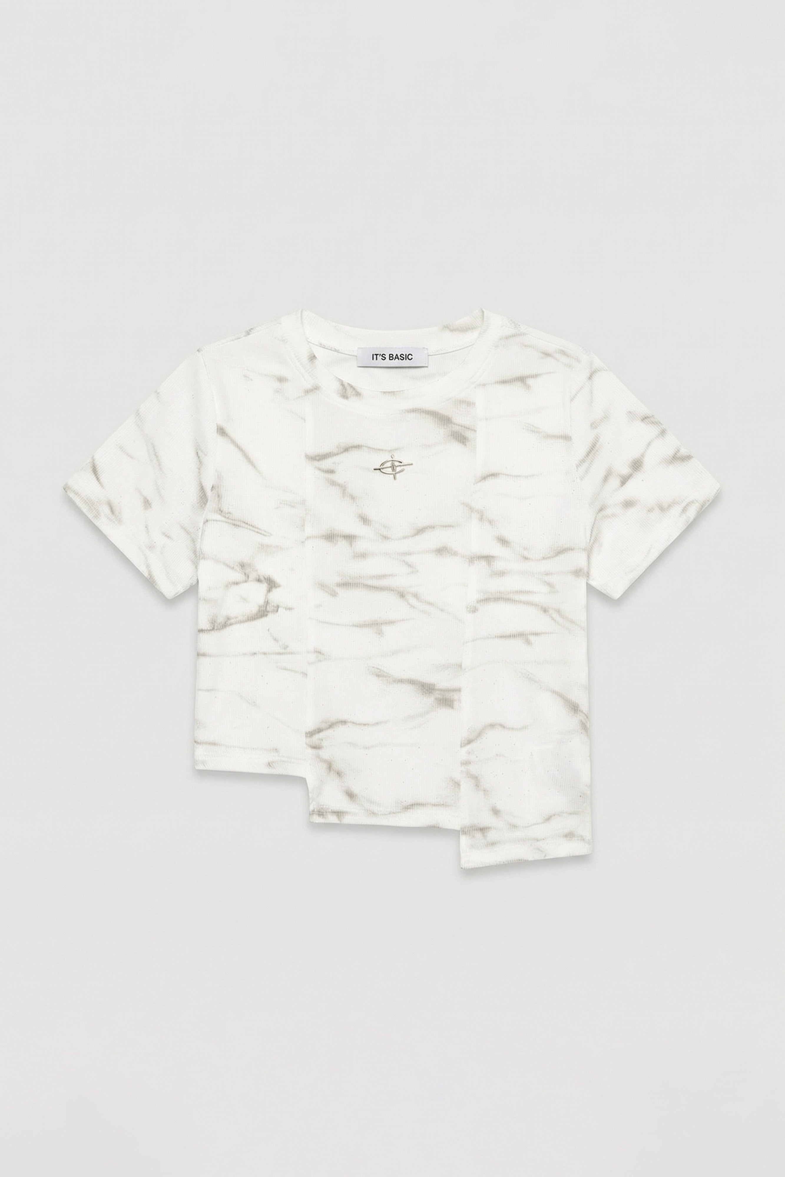 Women's White w5 Accessory Detailed Asymmetrical Cut Crop Top