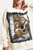 Kadın Ekru w5 Oversize Baskılı %100 Koton Organik Kumaş Sweatshirt