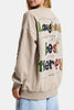 Kadın Ekru Bej w5 Oversize Baskılı %100 Koton Organik Kumaş Sweatshirt