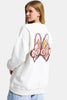 Kadın Beyaz w5 Oversize Baskılı %100 Koton Organik Kumaş Sweatshirt