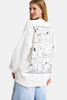 Kadın Beyaz w5 Oversize Baskılı %100 Koton Organik Kumaş Sweatshirt
